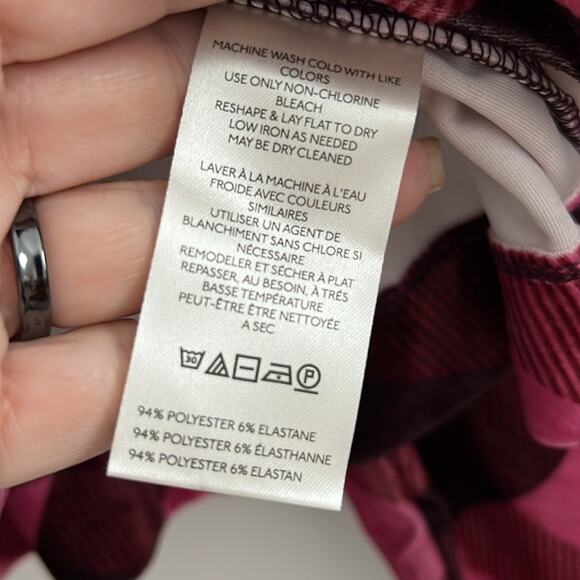 $78 NWT ANTHROPOLOGIE MAEVE velvet babydoll top pink plaid L - Picture 4 of 7